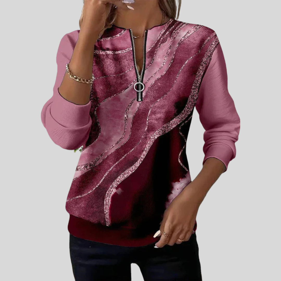Felicity | Abstract Zip Knit Top
