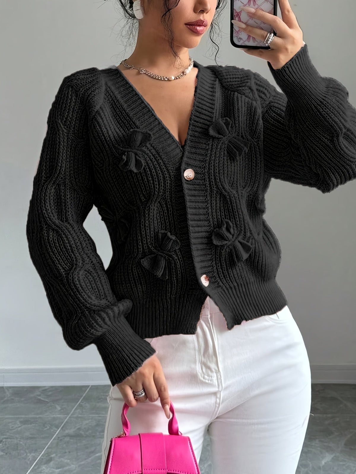 Henrietta | Bow Detail Button Cardigan
