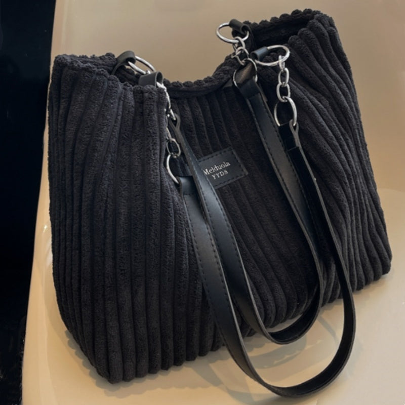 Natalie | Women Ribbed Shoulder Strap Tote Bag