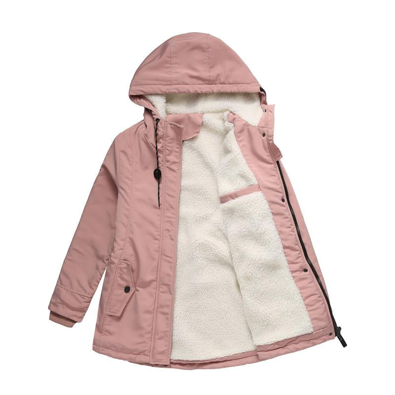 Amina | Thick Winter Coat with Hood and Quilted Lining for Winter Warmth