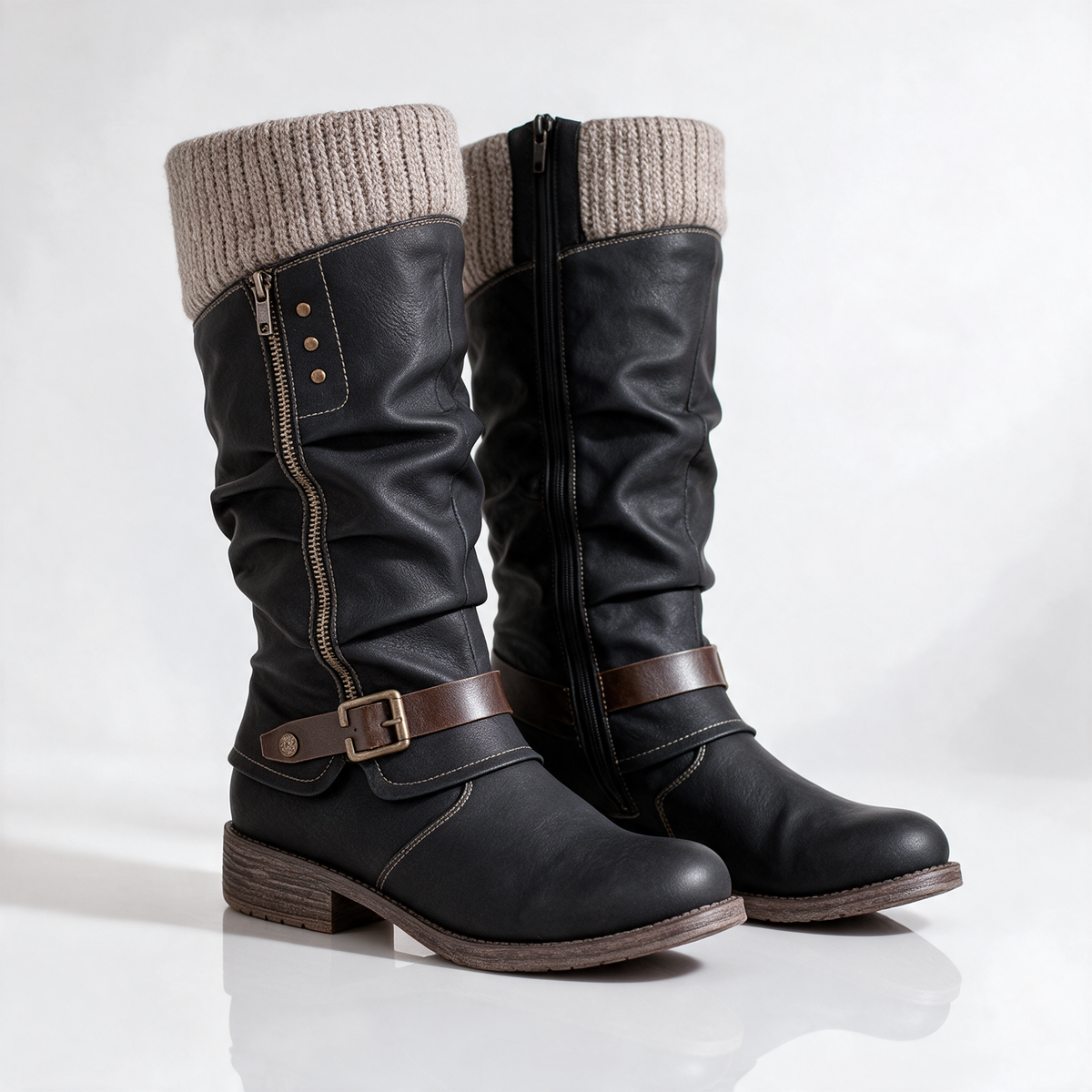 Maxine | Slouchy Knee High Zip Boots