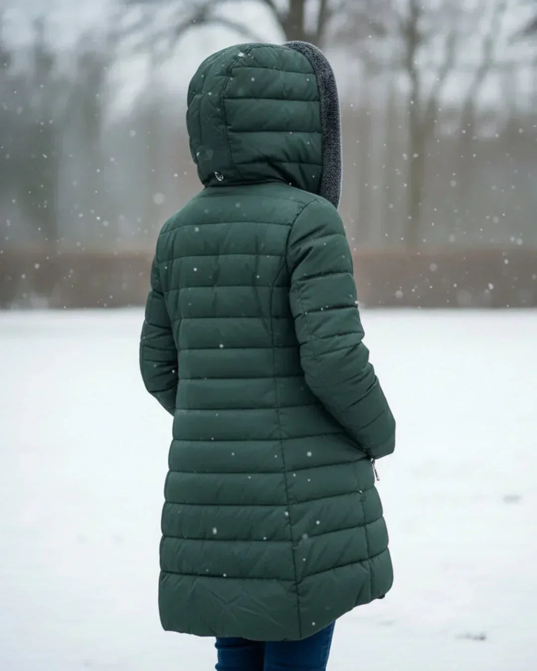 Katherine | Women Quilted Hooded Longline Zip Coat