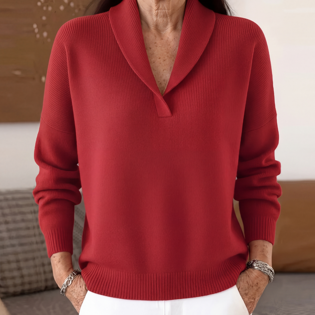 Margaret | Women Shawl Collar Long Sleeve Pullover Sweater