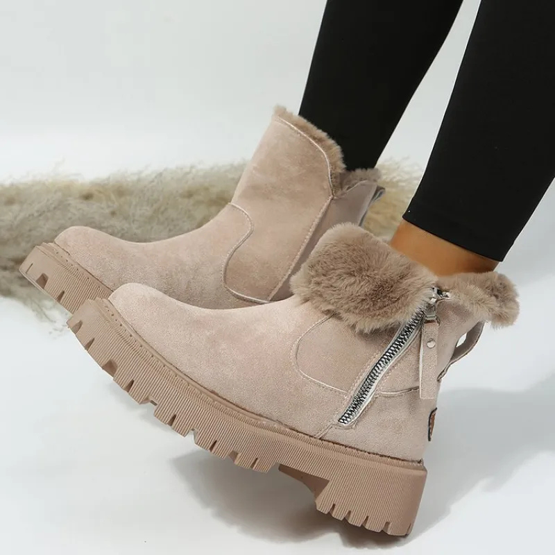 Harper | Women Fur Trim Side Zip Ankle Boots