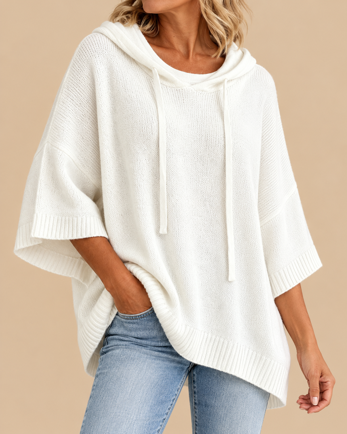 Rosalind | Women Hooded Oversized Knit Poncho
