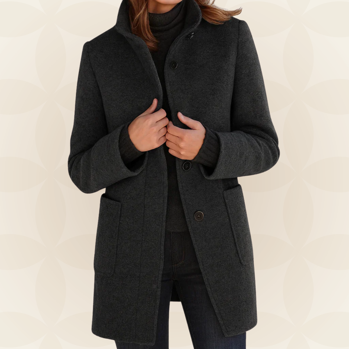 Isabella | Women Stand Collar Button Front Longline Coat