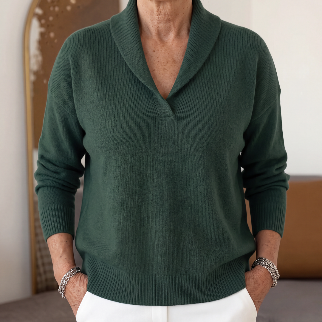 Margaret | Women Shawl Collar Long Sleeve Pullover Sweater
