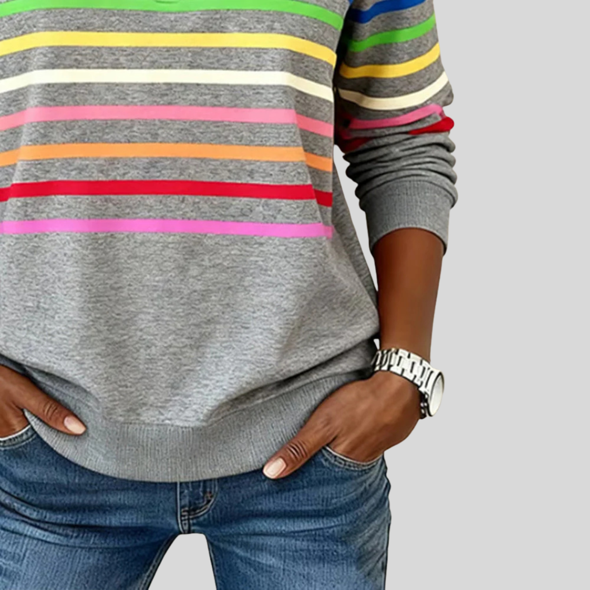 Charlotte | Women Striped Quarter Zip Pullover Top