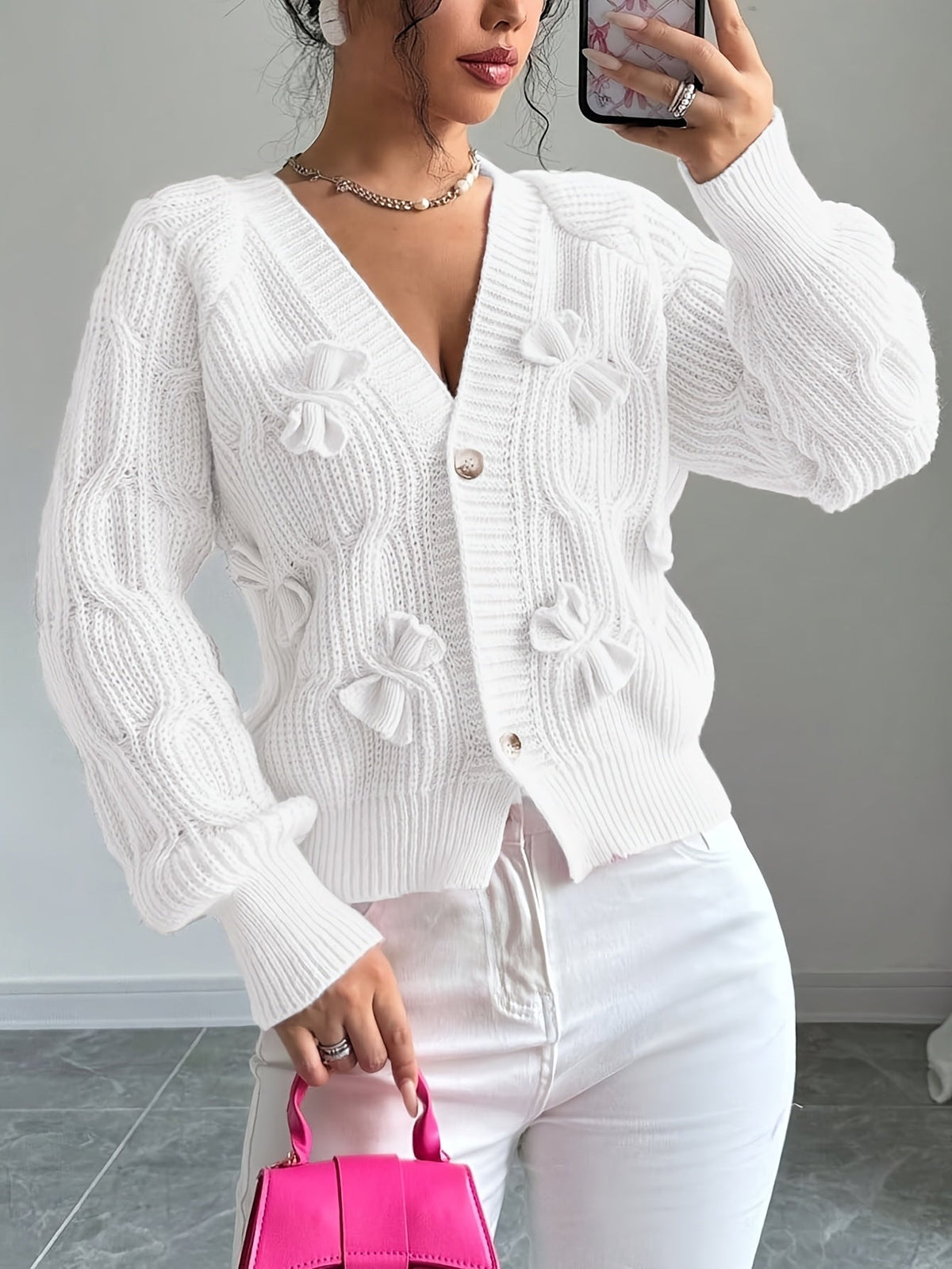 Henrietta | Bow Detail Button Cardigan