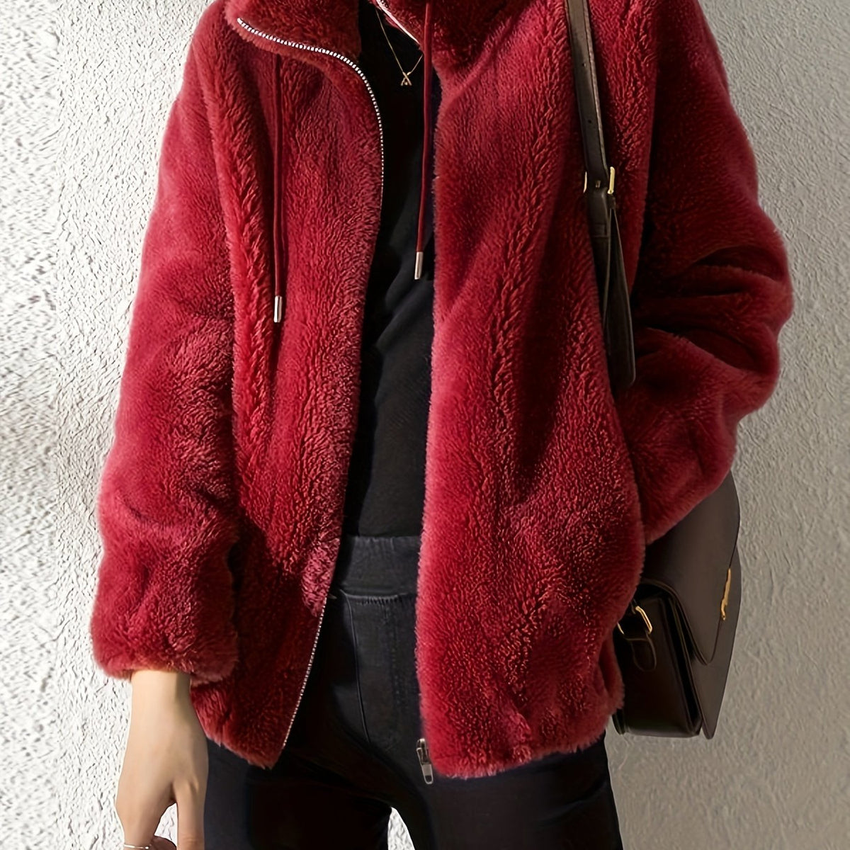 Vivienne | Women Textured High Neck Zip Front Jacket