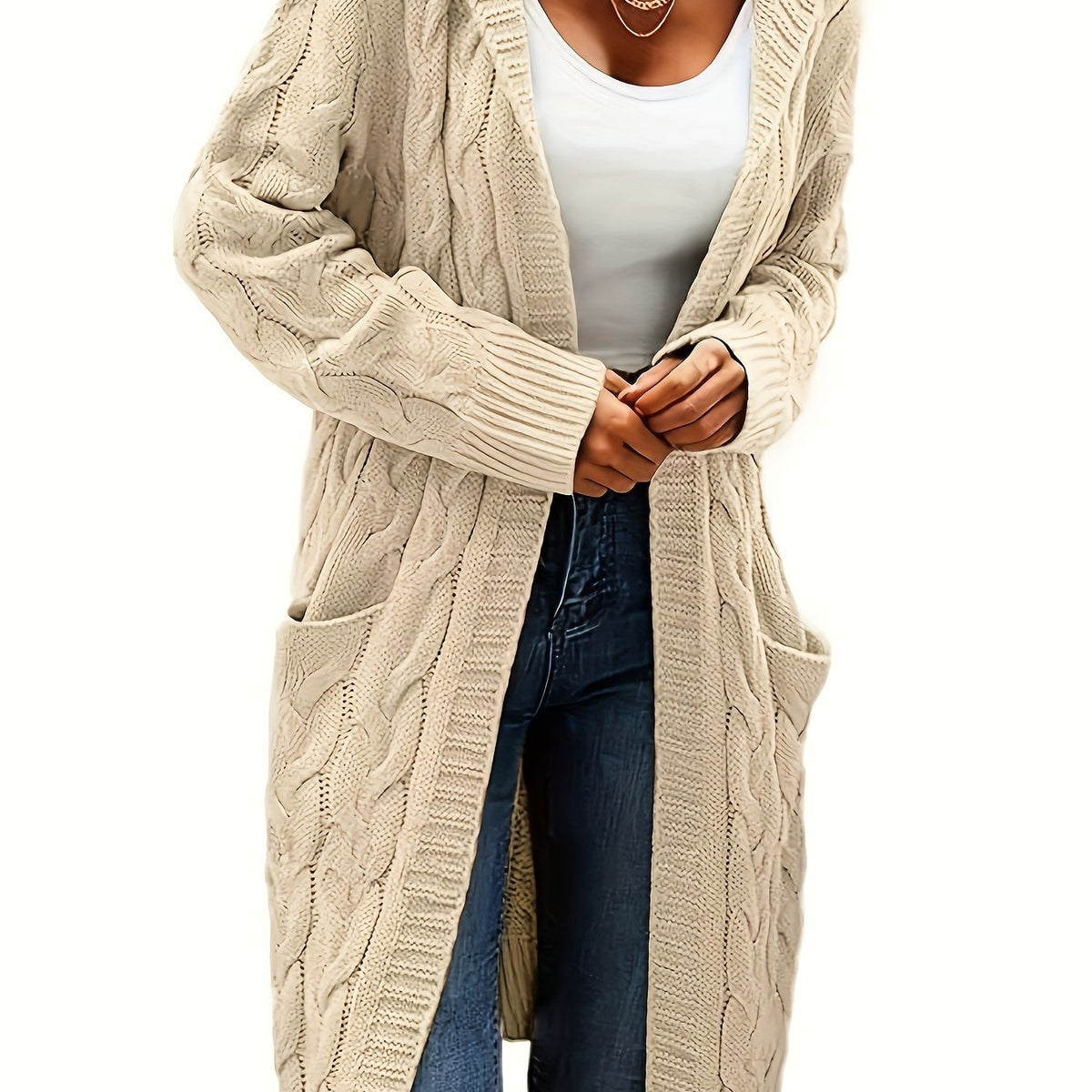 Tamsin | Longline Cable Knit Cardigan