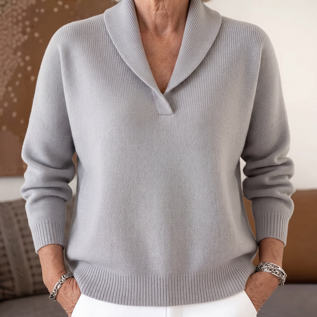 Margaret | Women Shawl Collar Long Sleeve Pullover Sweater