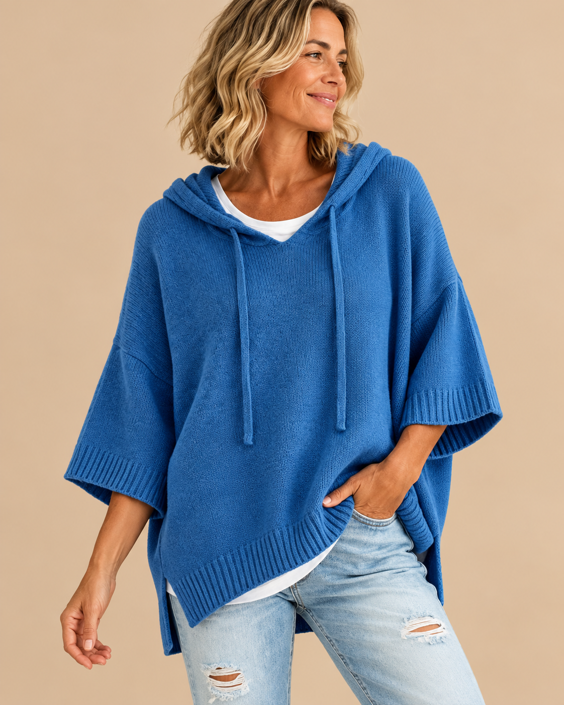 Rosalind | Women Hooded Oversized Knit Poncho
