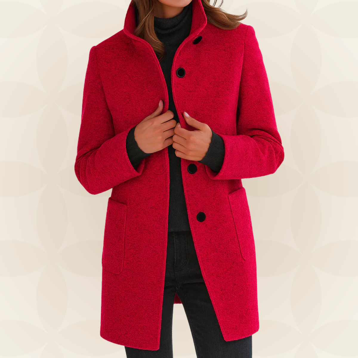 Isabella | Women Stand Collar Button Front Longline Coat