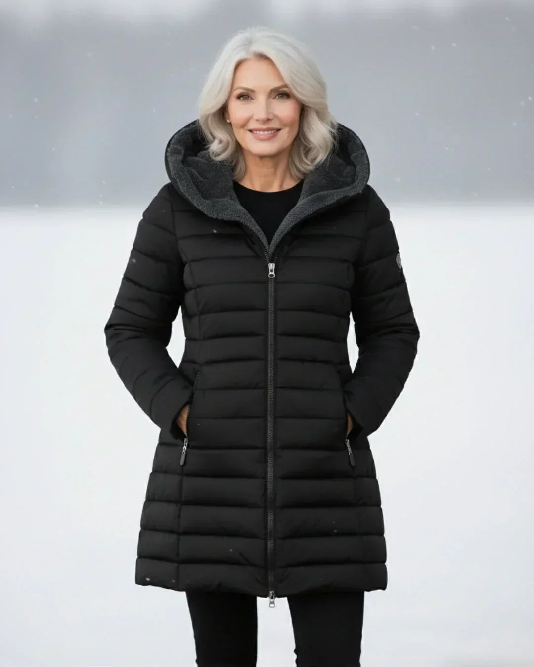 Katherine | Women Quilted Hooded Longline Zip Coat
