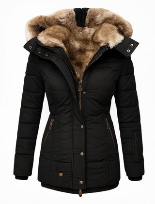 Agnes hooded quilted winter coat in black