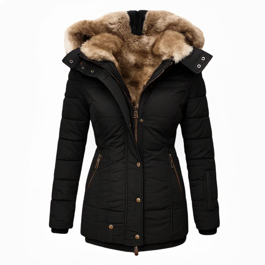Agnes hooded quilted winter coat in black