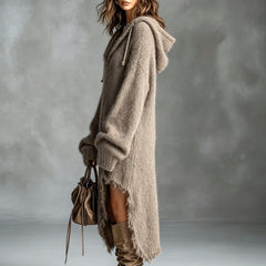 Flora fuzzy knit hooded dress, texture detail