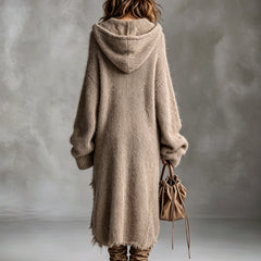 Flora fuzzy knit hooded dress, back view