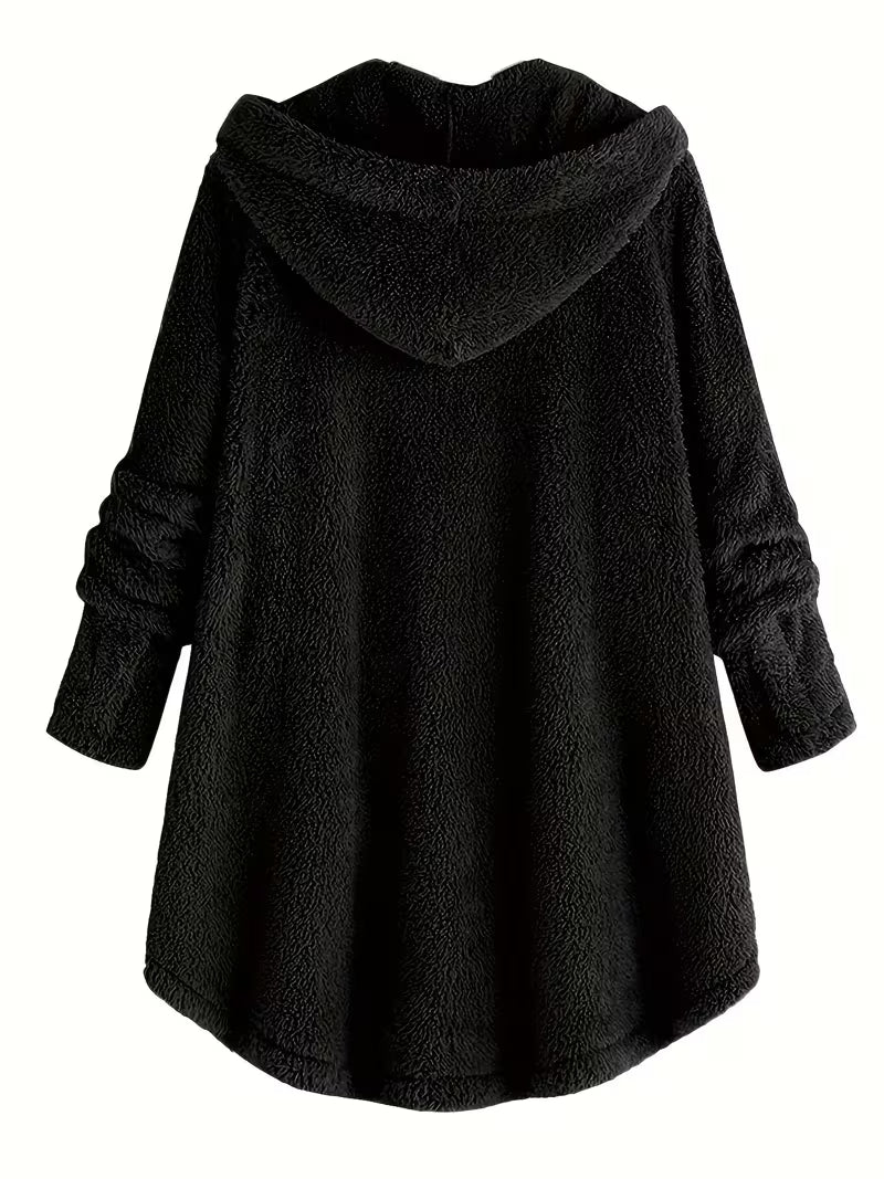 Helen | Cozy Hooded Fleece Cardigan