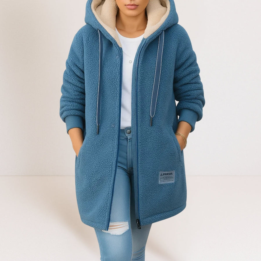 Victoria | Women Hooded Longline Zip Casual Jacket