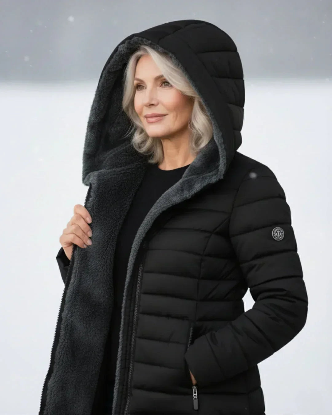 Katherine | Women Quilted Hooded Longline Zip Coat