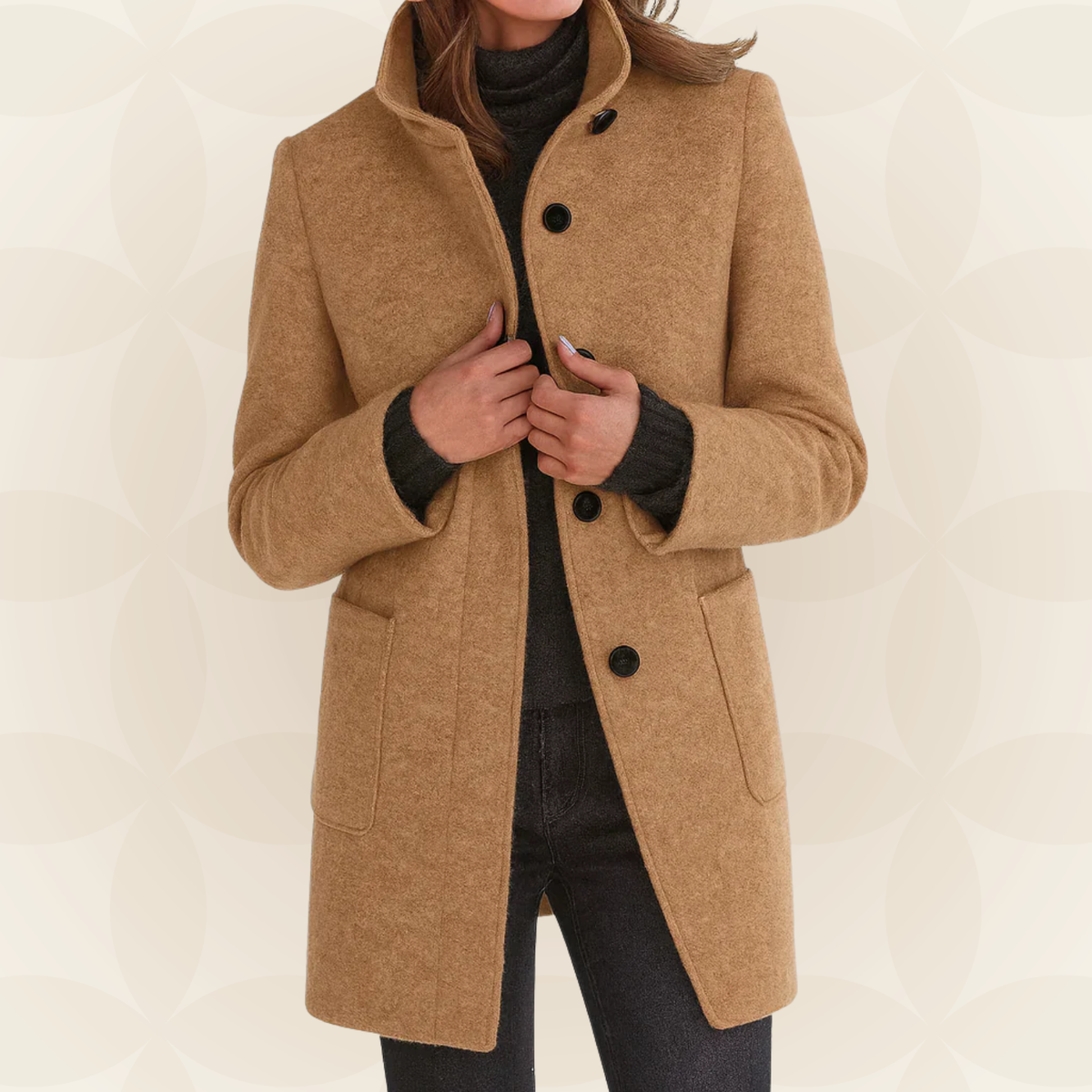 Isabella | Women Stand Collar Button Front Longline Coat