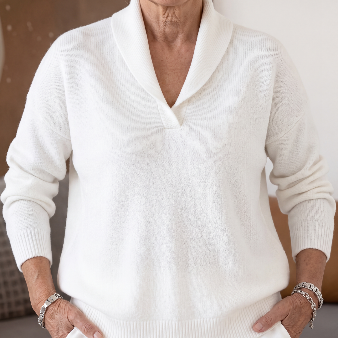 Margaret | Women Shawl Collar Long Sleeve Pullover Sweater