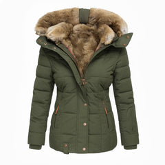Agnes hooded quilted winter coat in green
