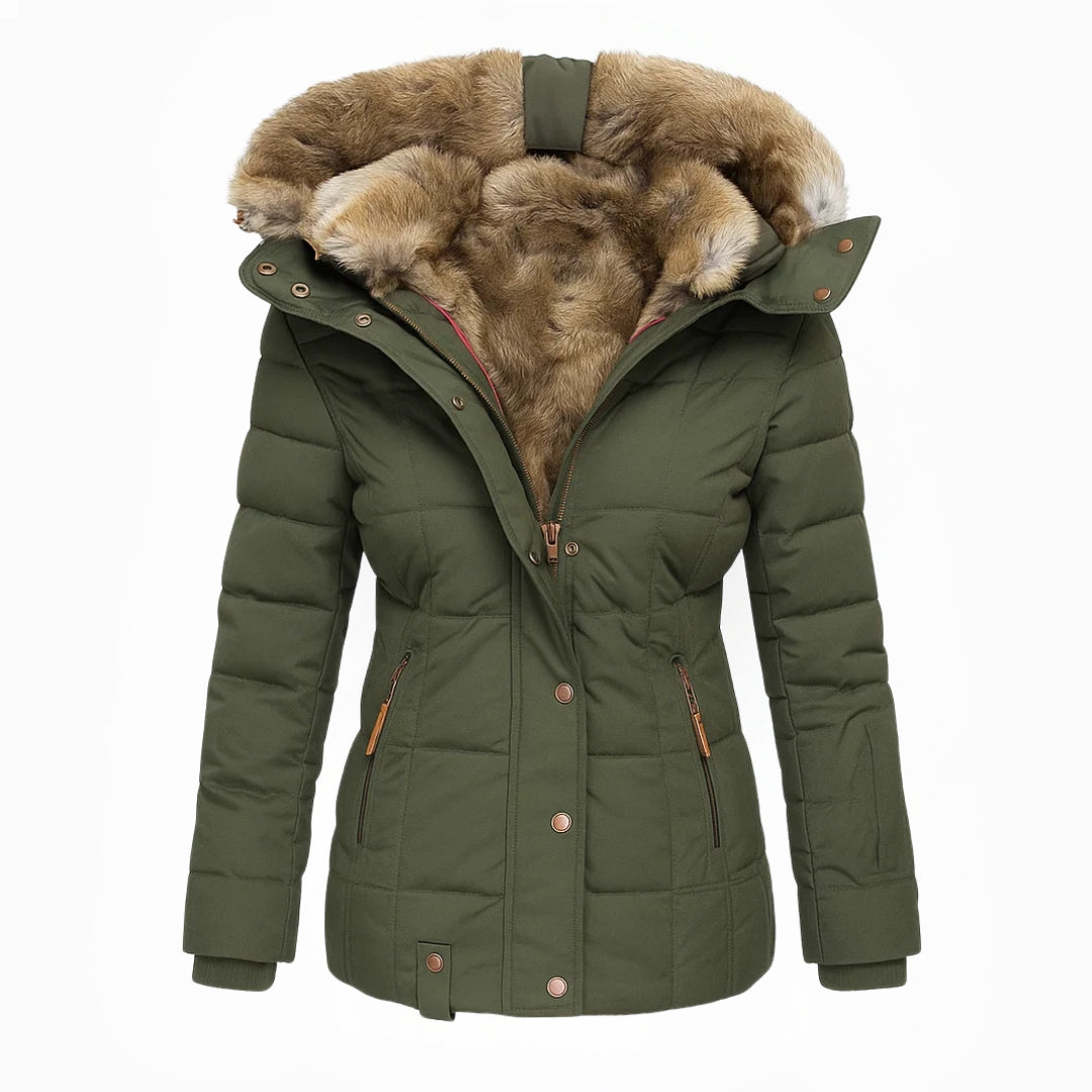Agnes hooded quilted winter coat in green