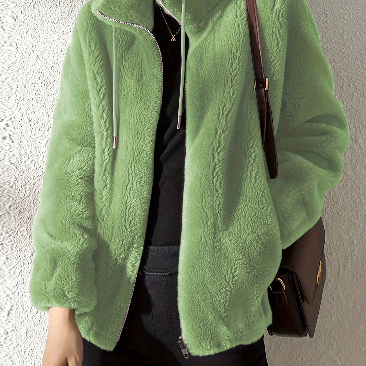 Vivienne | Women Textured High Neck Zip Front Jacket