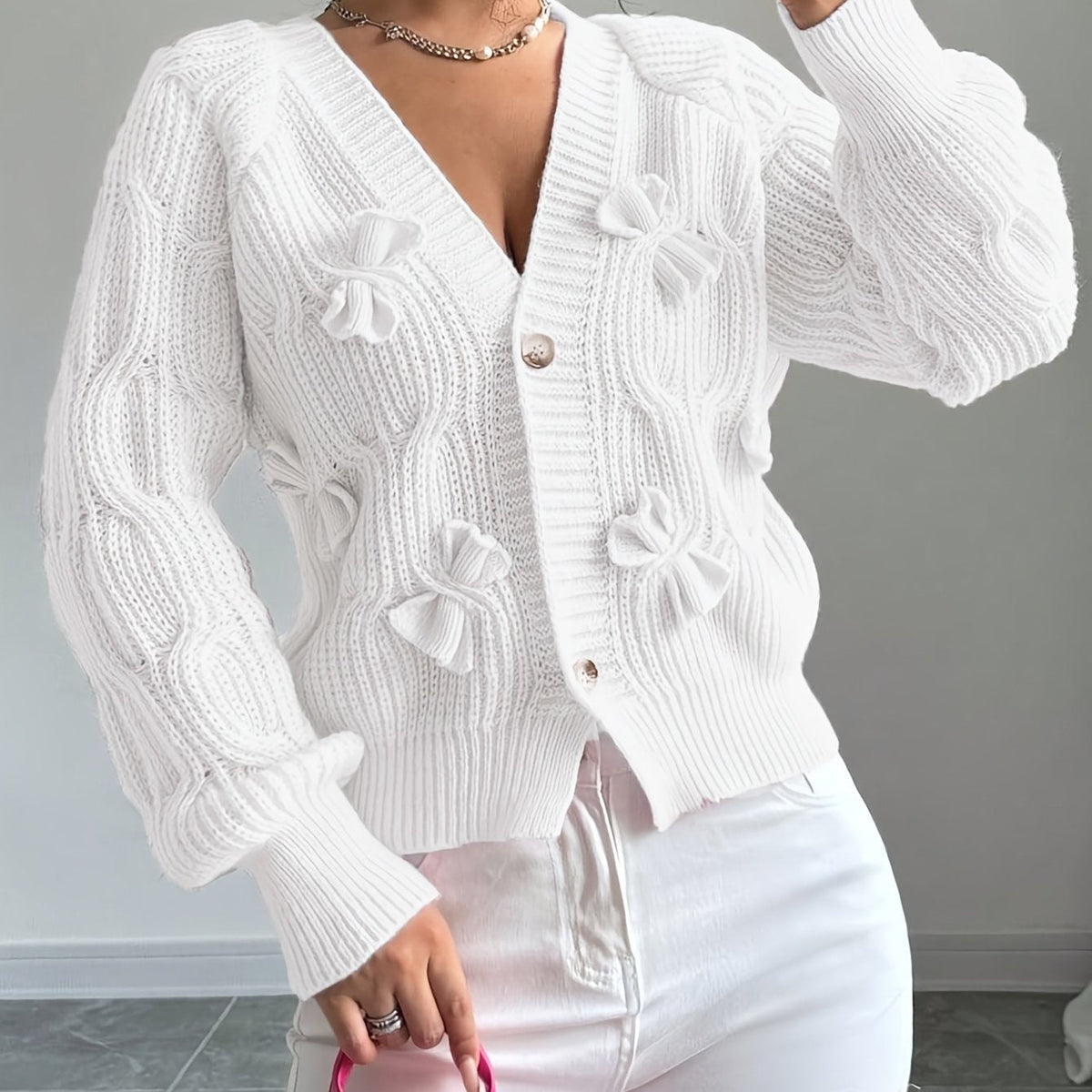 Henrietta | Bow Detail Button Cardigan