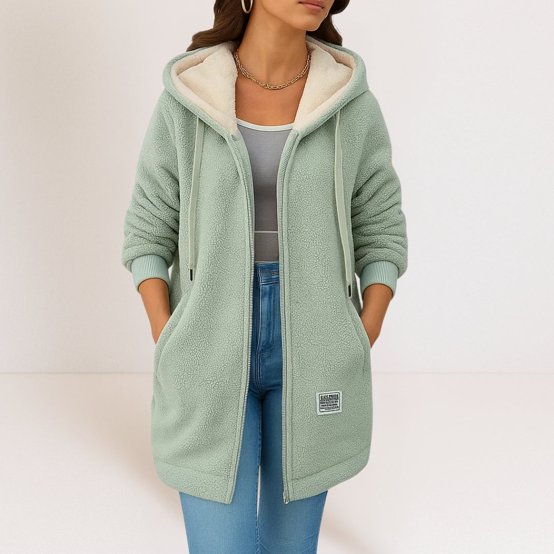 Victoria | Women Hooded Longline Zip Casual Jacket