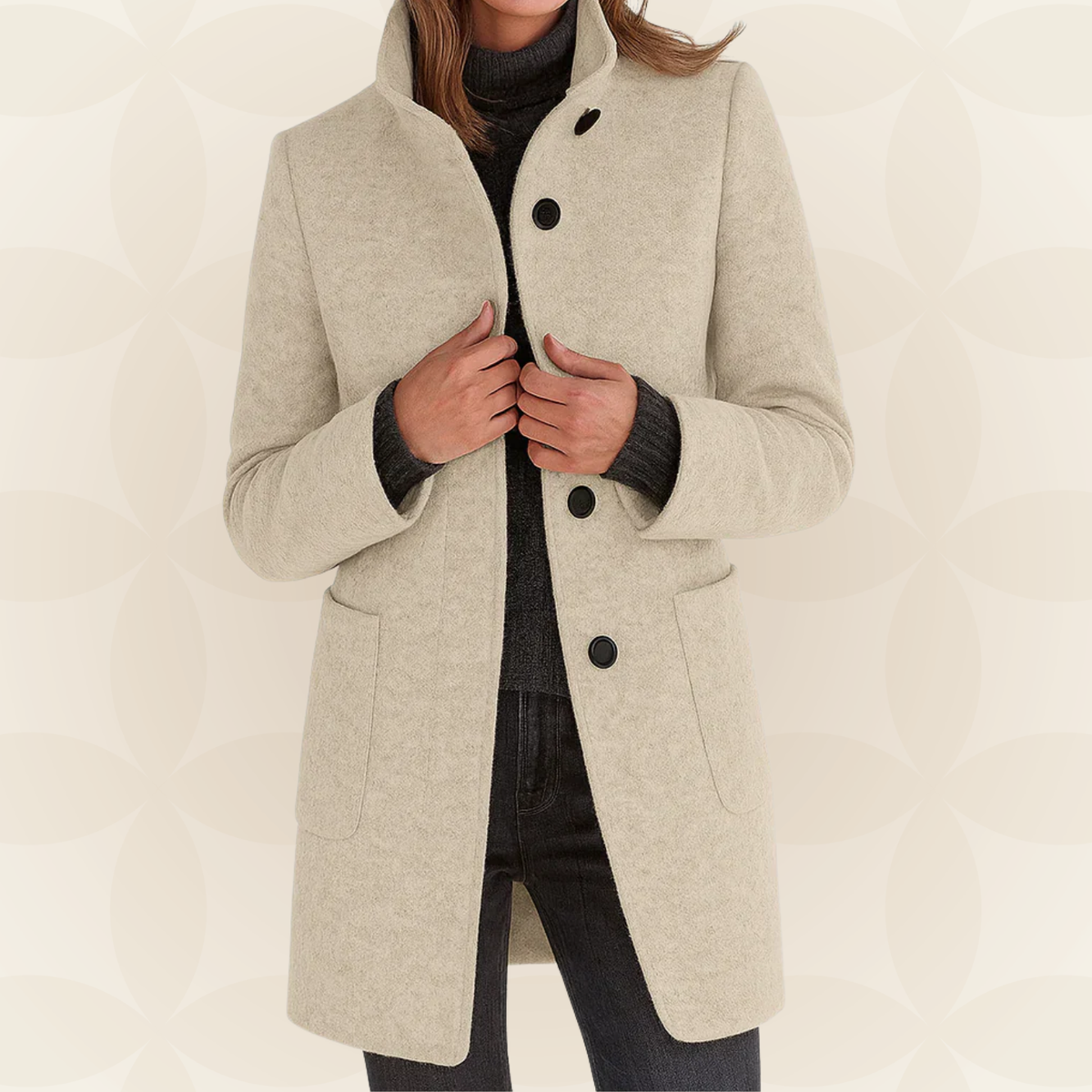 Isabella | Women Stand Collar Button Front Longline Coat