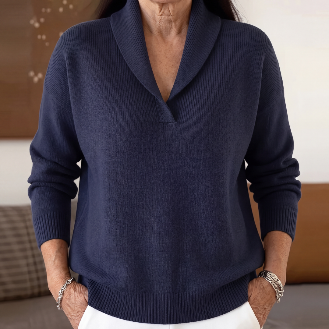 Margaret | Women Shawl Collar Long Sleeve Pullover Sweater