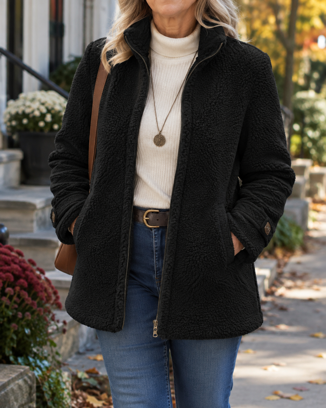 Anna | Textured Zip Front Jacket