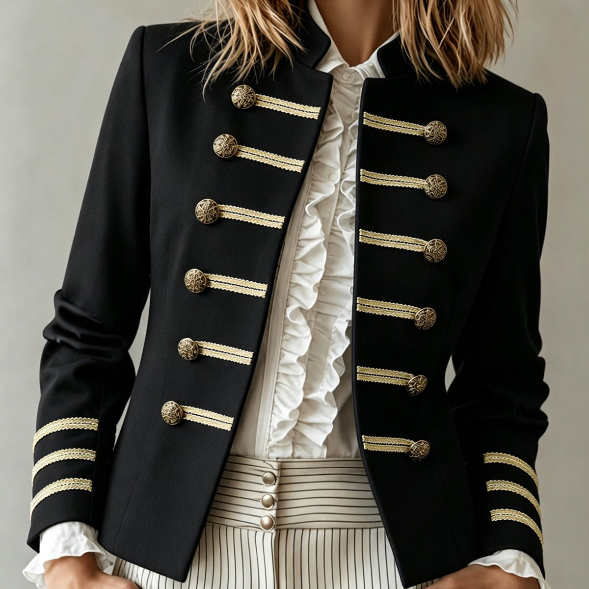 Isla | Women Military Style Gold Button Detail Blazer