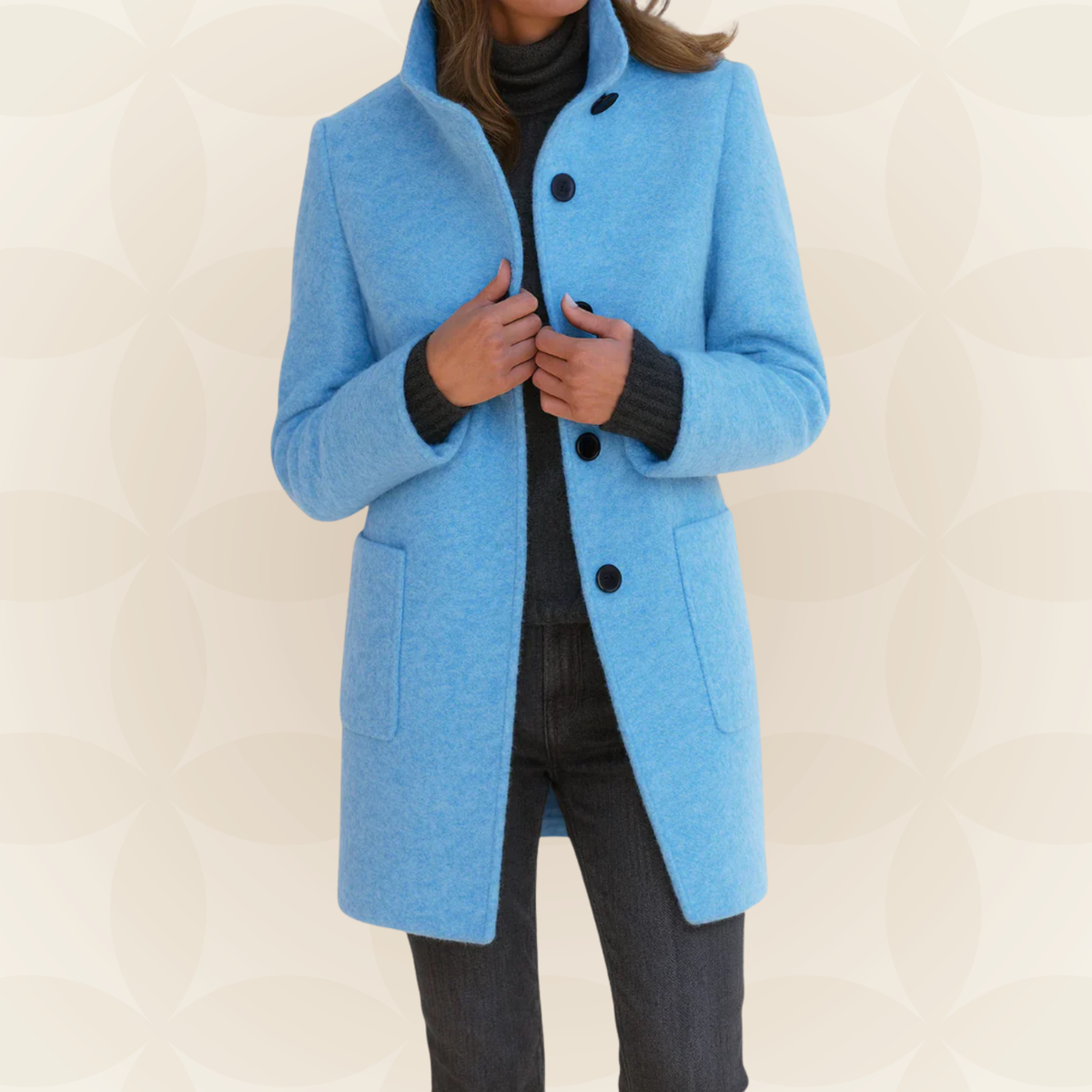 Isabella | Women Stand Collar Button Front Longline Coat
