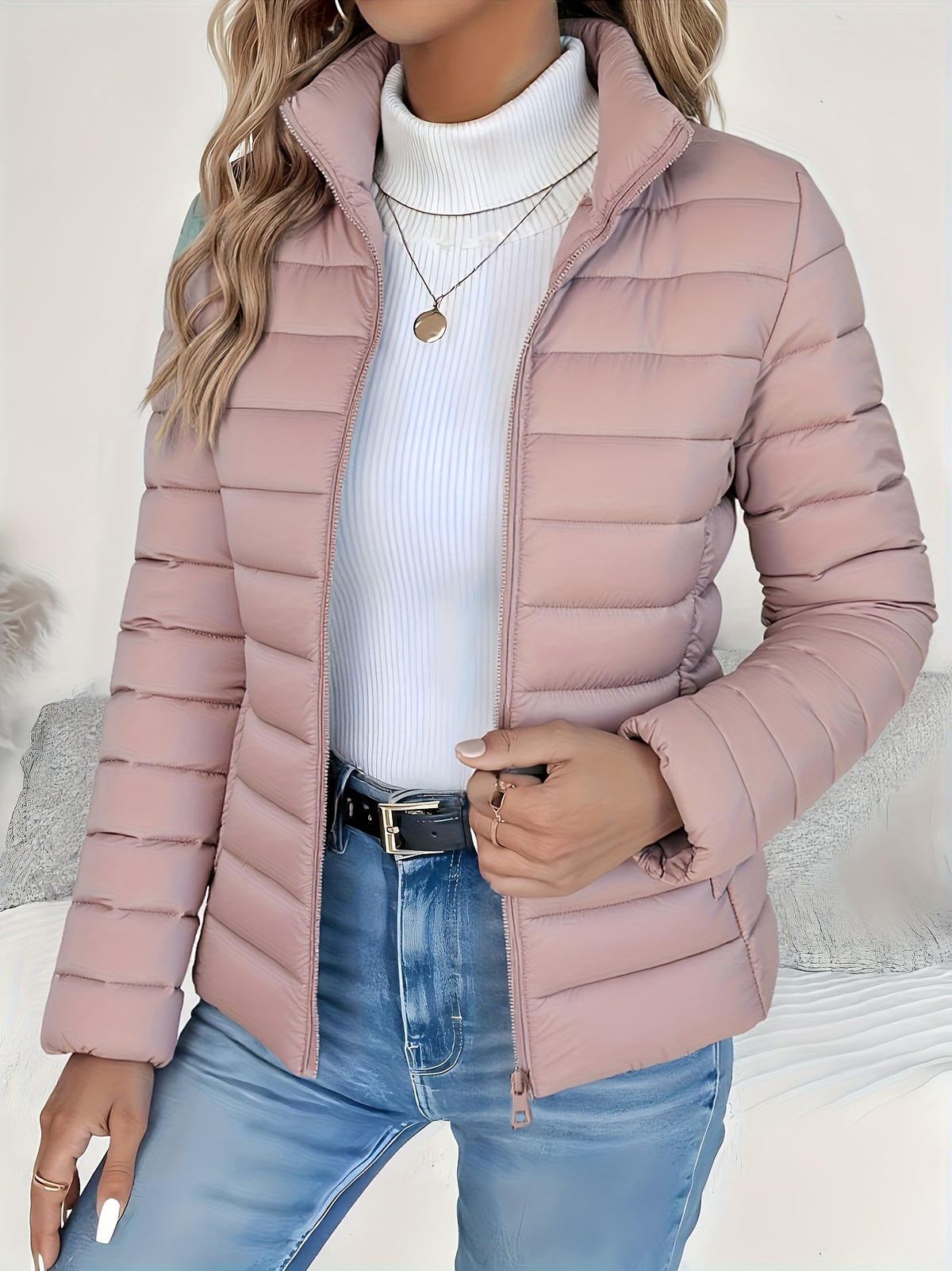 Catherine | Women Quilted Stand Collar Zip Jacket