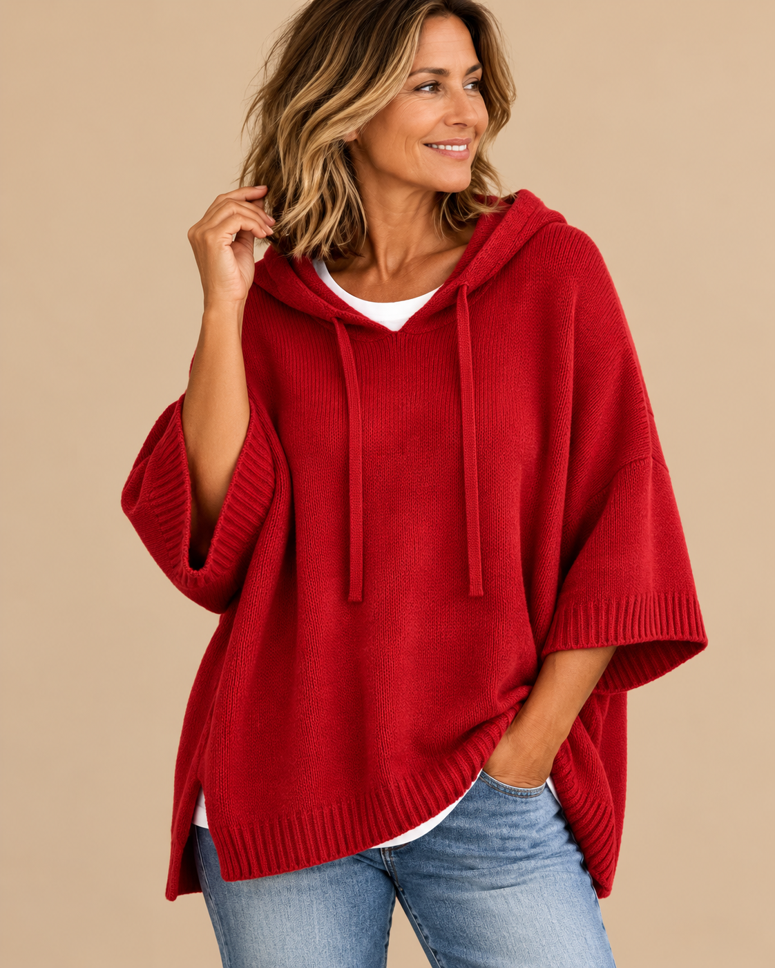 Rosalind | Women Hooded Oversized Knit Poncho