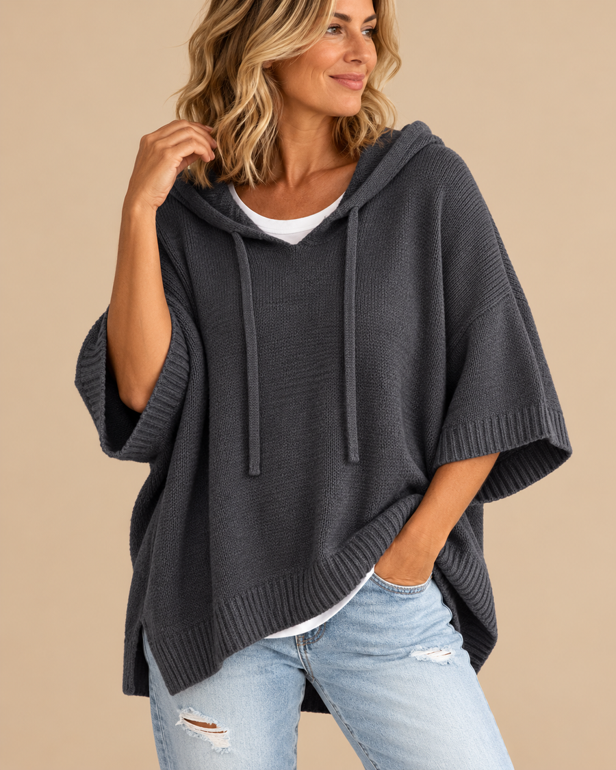 Rosalind | Women Hooded Oversized Knit Poncho