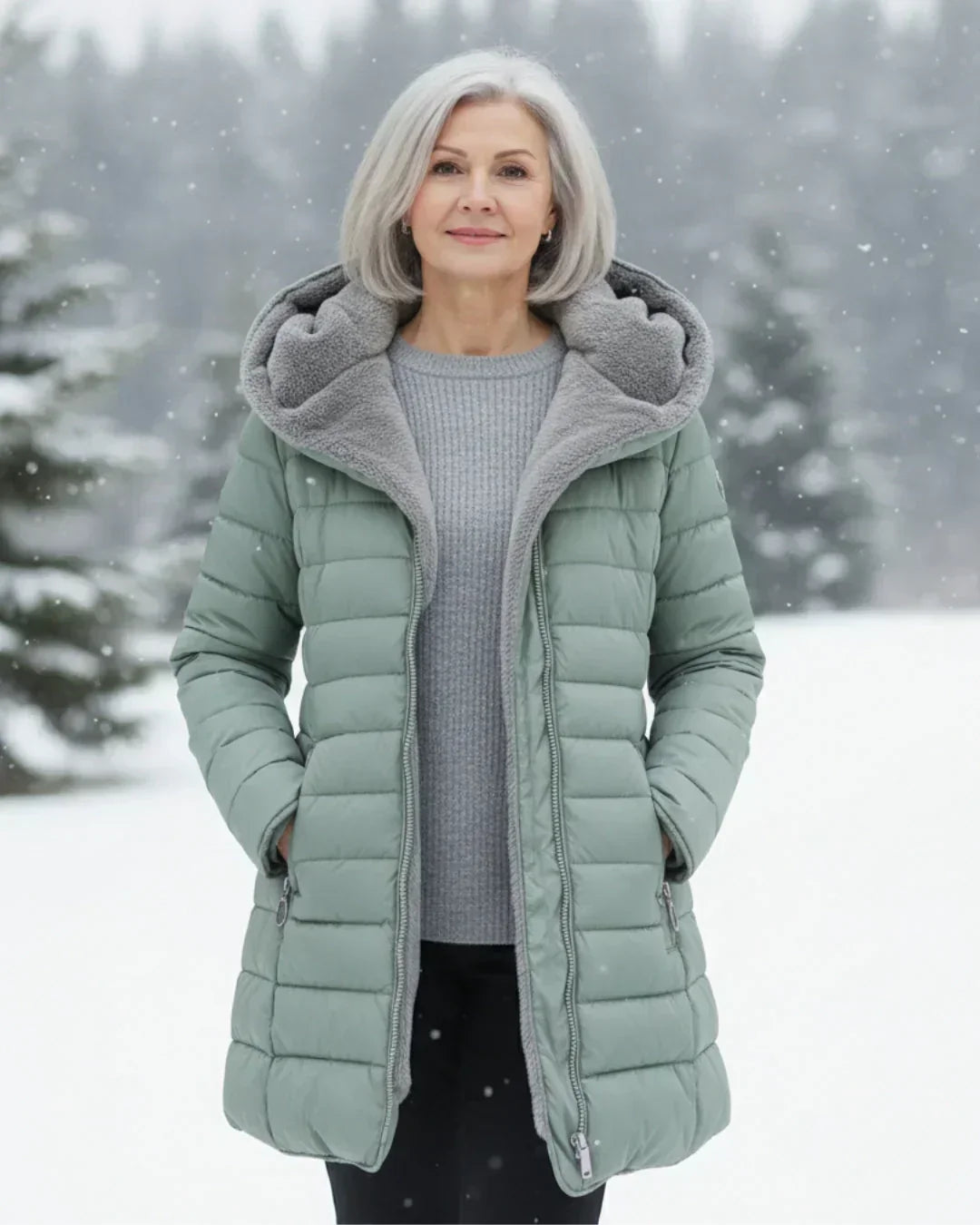 Katherine | Women Quilted Hooded Longline Zip Coat