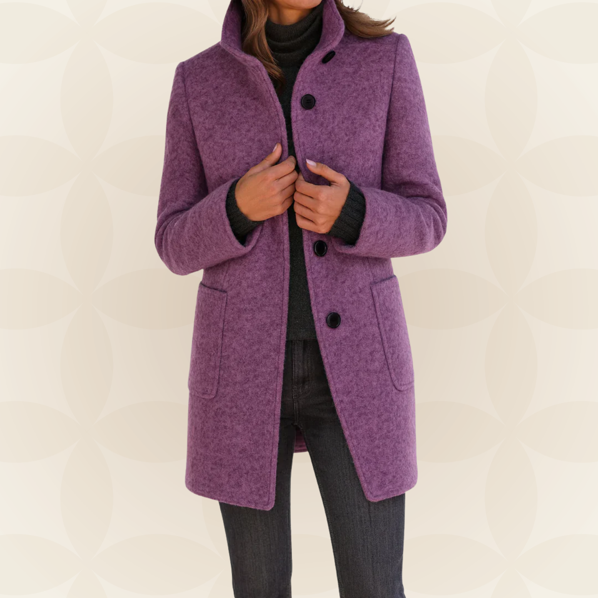 Isabella | Women Stand Collar Button Front Longline Coat