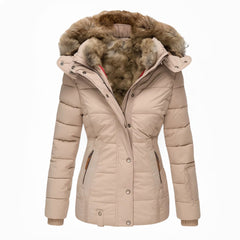 Agnes hooded quilted winter coat in beige