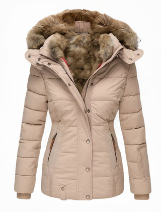 Agnes hooded quilted winter coat in beige