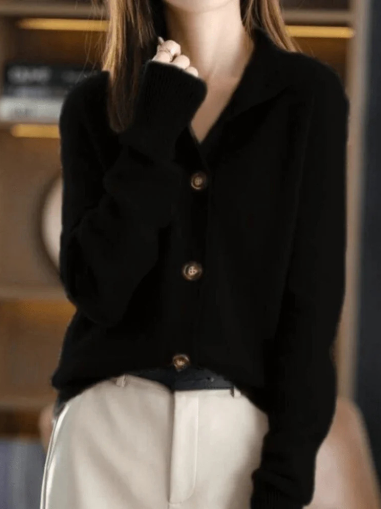 Amelia | Women Button Front Stand Collar Knit Cardigan