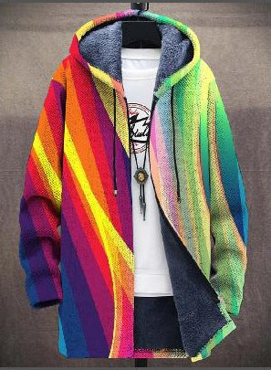 Isabella | Women Rainbow Striped Hooded Zip Cardigan
