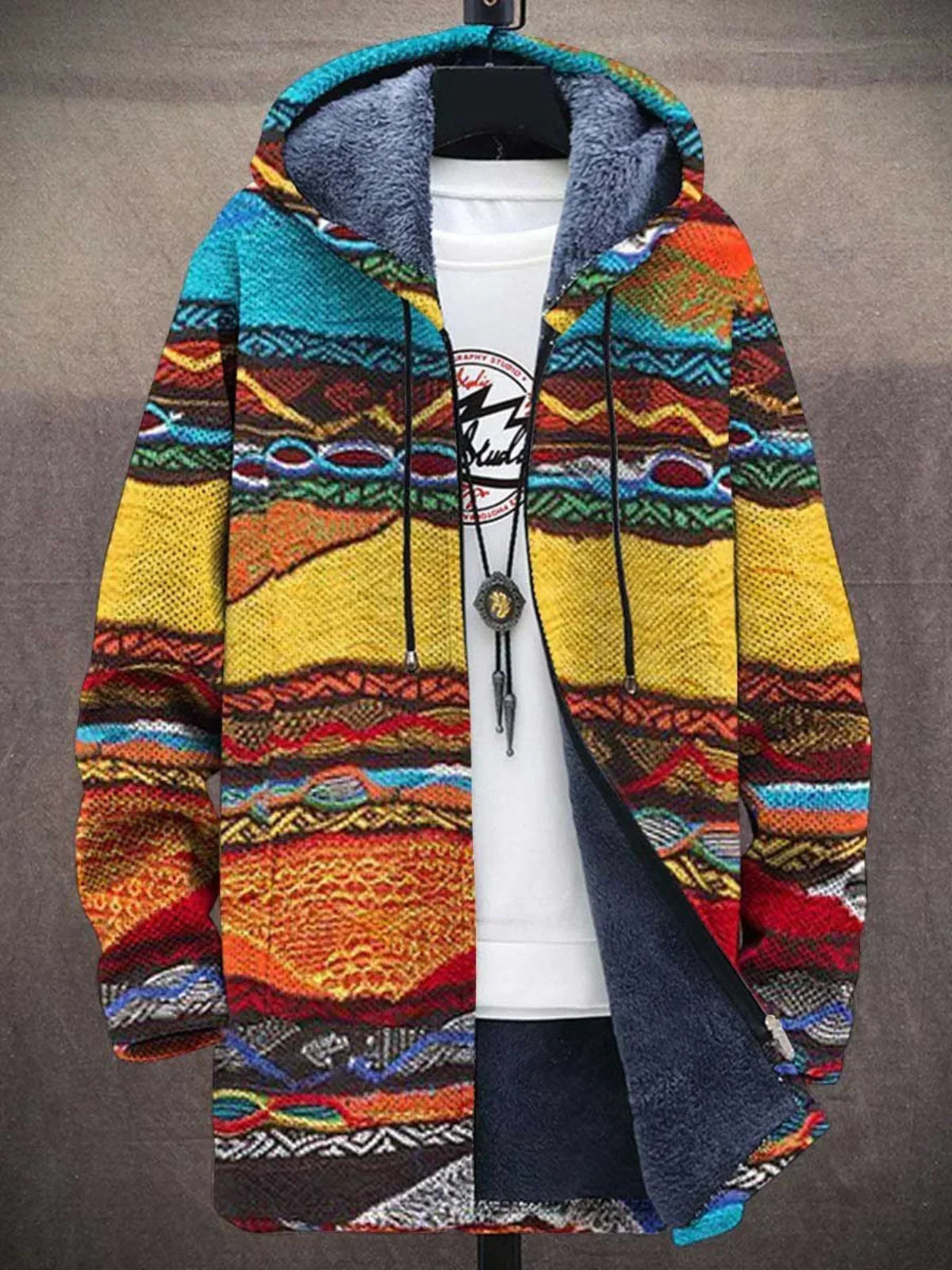 Isabella | Women Rainbow Striped Hooded Zip Cardigan