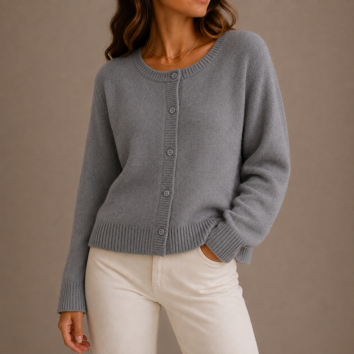 Tessa | Soft Button-Up Round Neck Knit Cardigan
