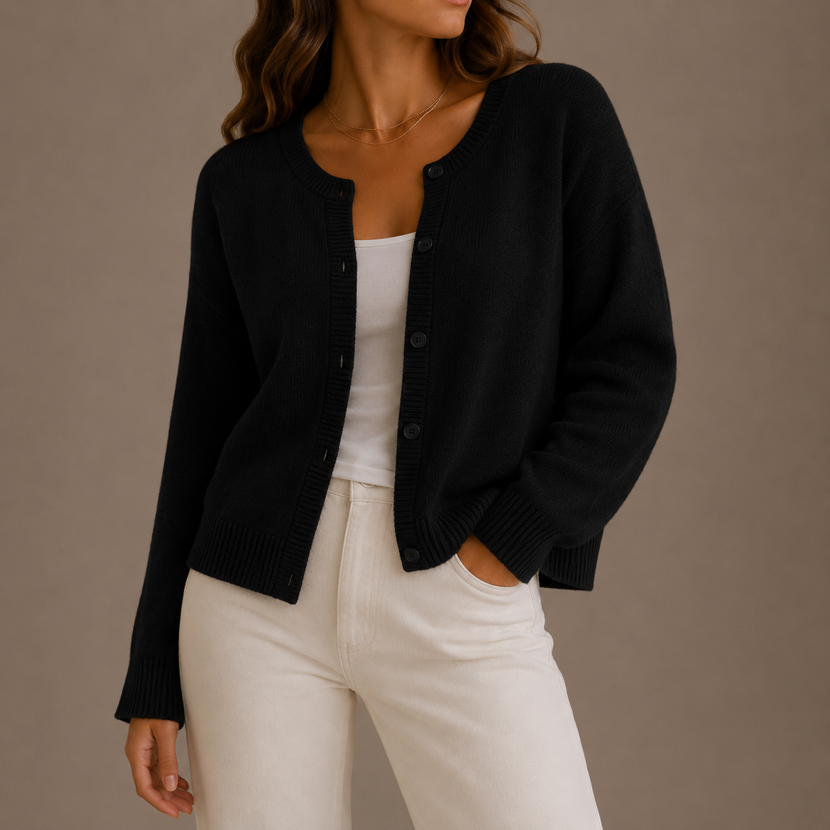 Tessa | Soft Button-Up Round Neck Knit Cardigan